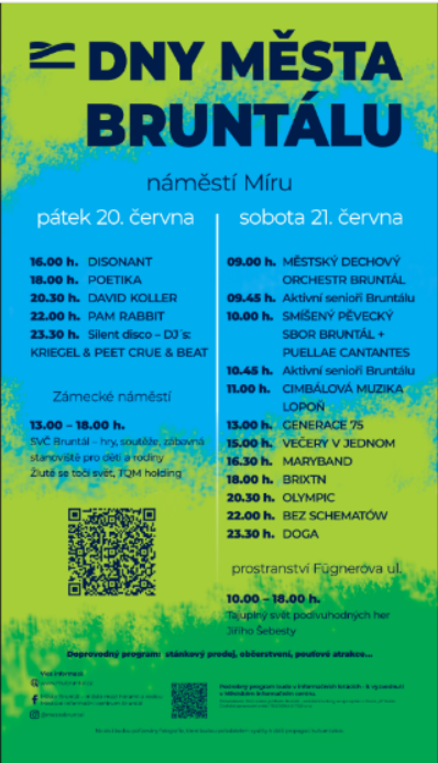 Hudbu, hry, soutěže i běh si užijte na dnech města Bruntálu