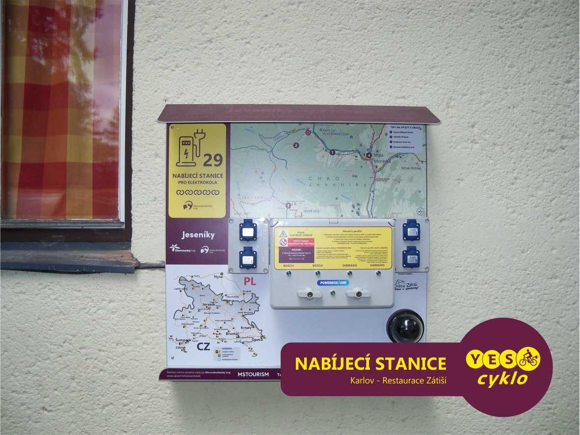 Nabíjecí stanice pro elektrokola - Restaurace Zátiší Karlov