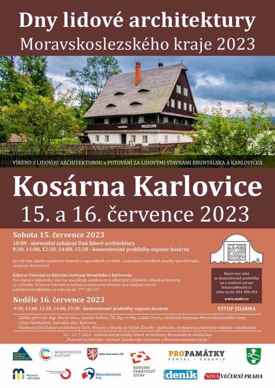 Kosárna v Karlovicích bude hostit dny lidové architektury